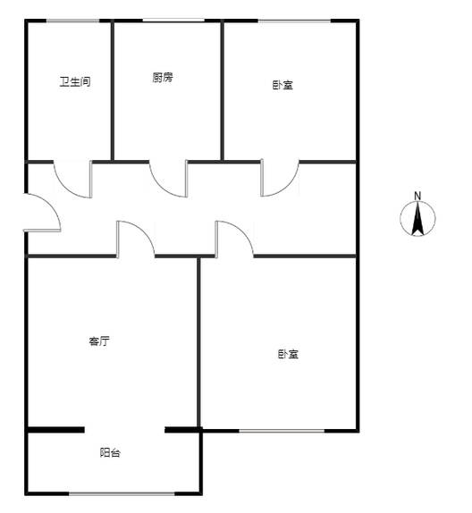 建安一公司家属院2室1厅1卫户型图
