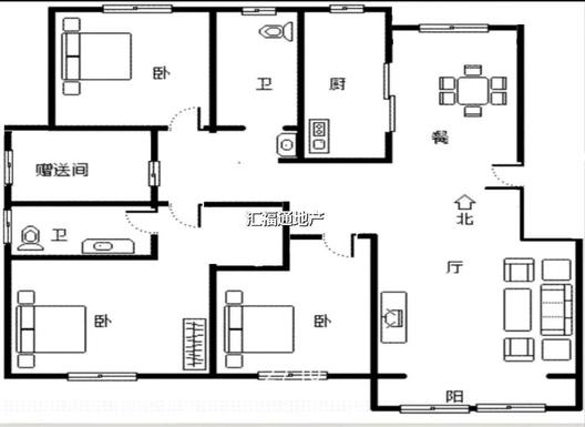 香邑溪谷玫瑰园4室2厅2卫户型图