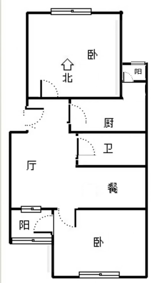 涿州铁路住宅小区2室2厅1卫户型图