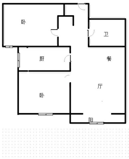 鹏渤印象城·牛津花园2室2厅1卫户型图