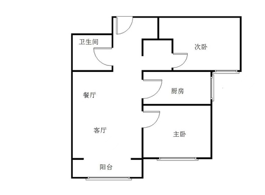 鹏渤印象城·牛津花园2室2厅1卫户型图