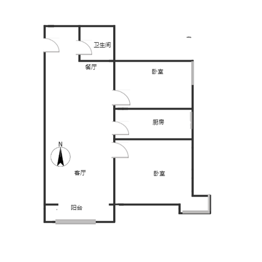 鹏渤印象城·牛津花园2室2厅1卫户型图