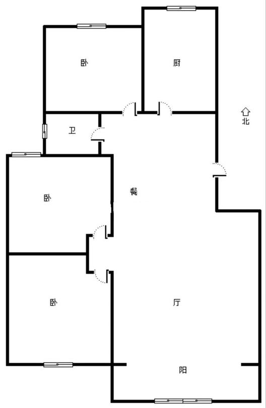 平安D区3室2厅1卫户型图