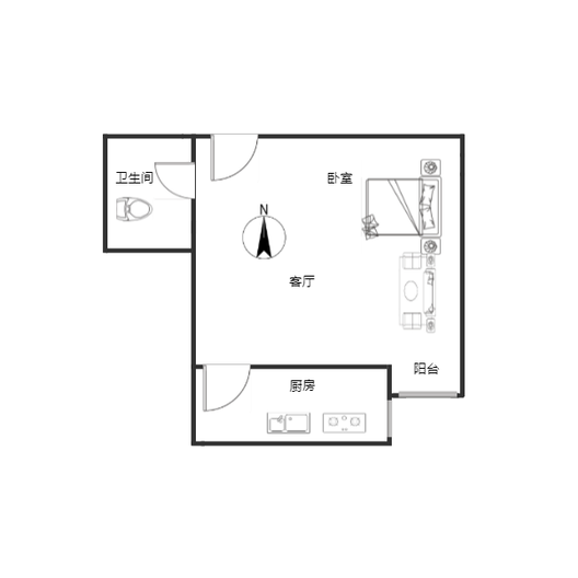 东林家园1室1厅1卫户型图