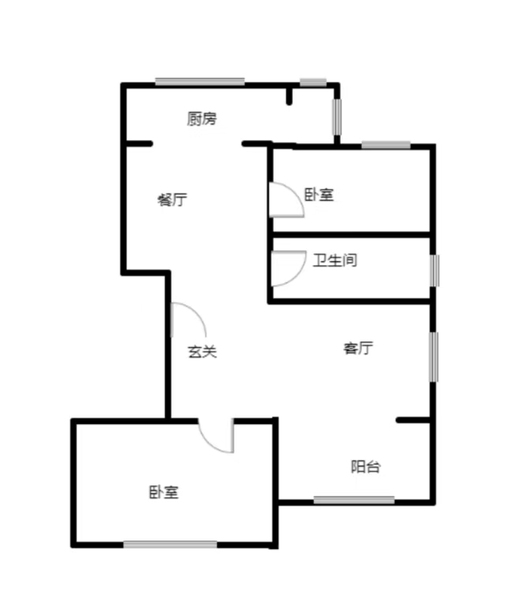 范阳一号（鹏渤御苑）2室2厅1卫户型图