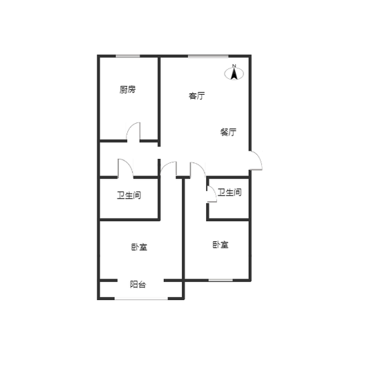 金茂府（鹏渤公园里）2室2厅2卫户型图