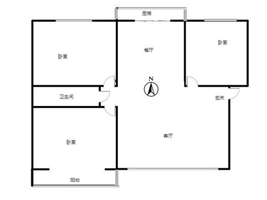惠友康庭3室2厅1卫户型图