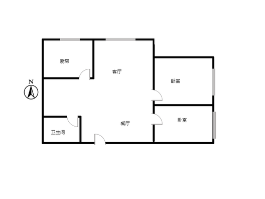 鹏渤印象城·牛津花园2室2厅1卫户型图
