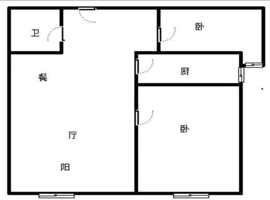 高铁新干线2室2厅1卫户型图