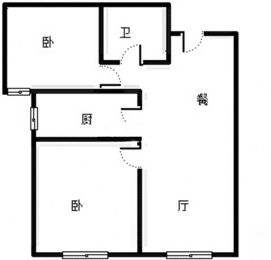 高铁新干线2室2厅1卫户型图