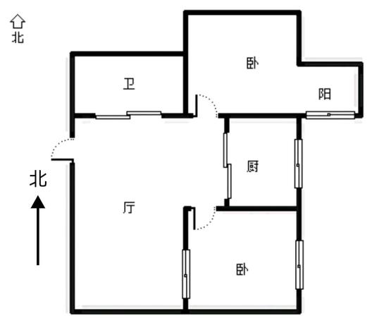 汇元新天地2室1厅1卫户型图