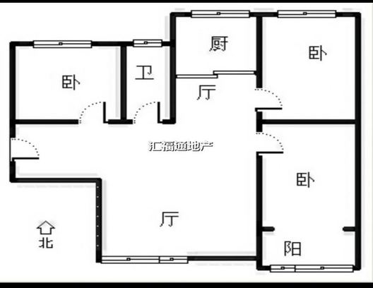 联合七号院3室2厅1卫户型图