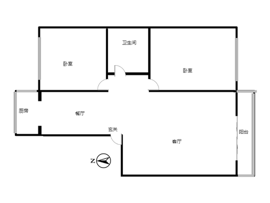 水乡园2室2厅1卫户型图