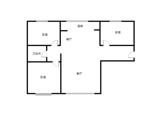 高铁新干线3室2厅1卫户型图