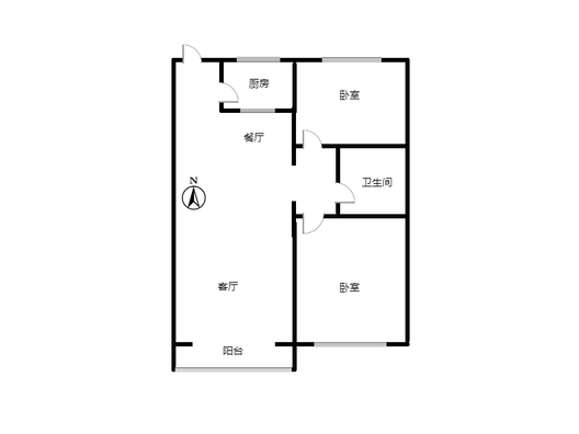 新加坡花园2室2厅1卫户型图