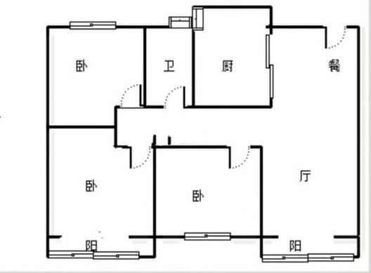 鸿坤理想尔湾3室2厅1卫户型图