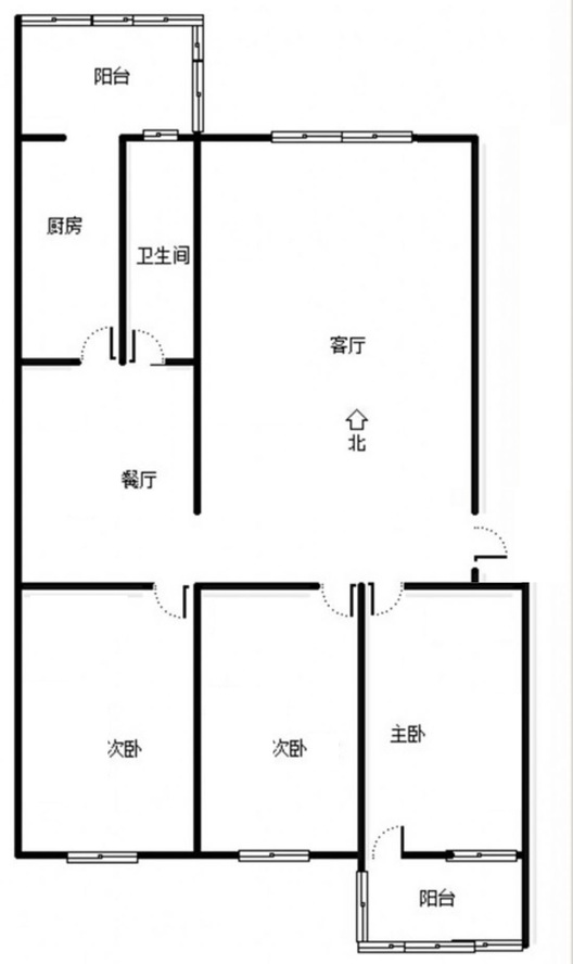 槐林新村3室2厅1卫户型图