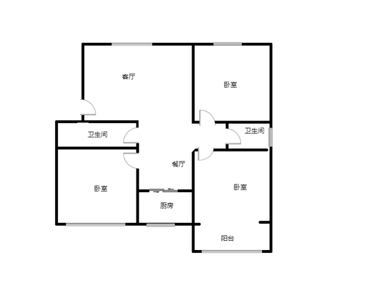 新府阳光一号院3室2厅2卫户型图