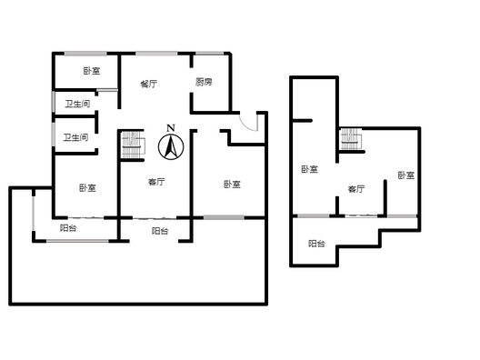 香邑溪谷玫瑰园5室3厅2卫户型图