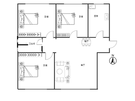 三利中和城二期东区(C区）3室2厅1卫户型图
