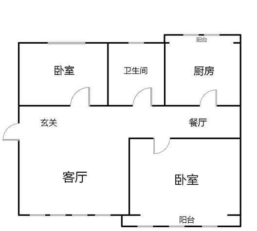 涿州银都小区2室2厅1卫户型图