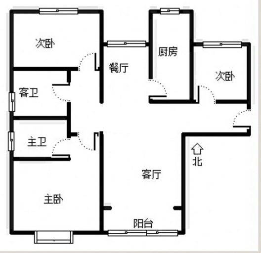 鸿坤理想湾3室2厅2卫户型图