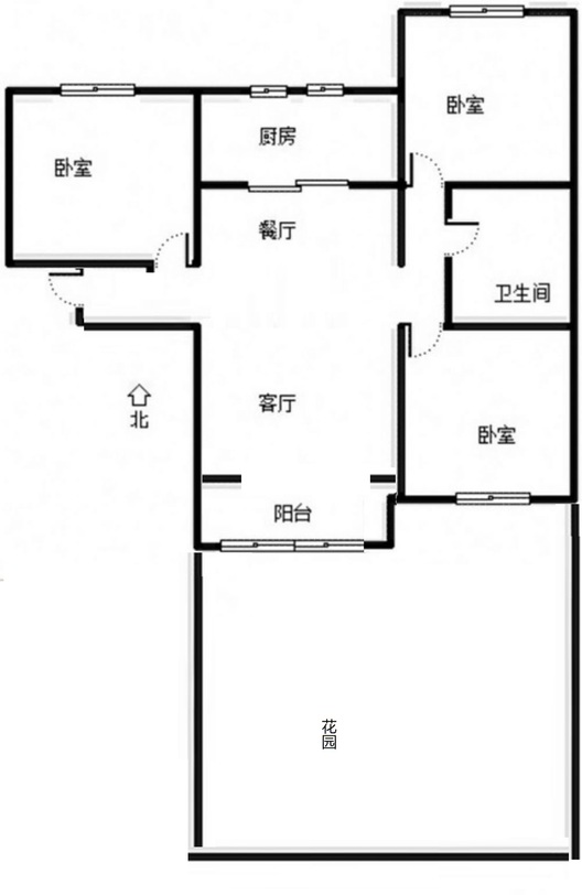 鸿坤理想湾3室2厅1卫户型图