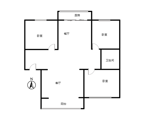 槐林新村3室2厅1卫户型图