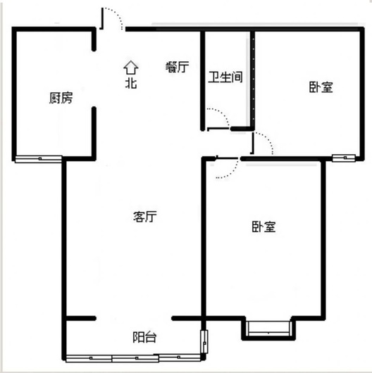 水岸花城2室2厅1卫户型图