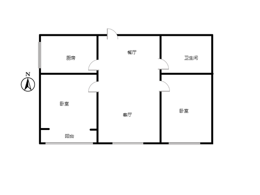富力花园2室2厅1卫户型图