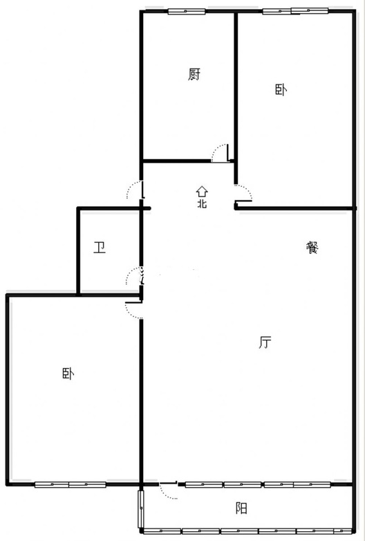 铁道部建厂局小区（范阳路）2室2厅1卫户型图