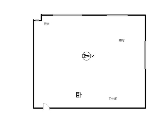 浪潮一览云山1室1厅1卫户型图