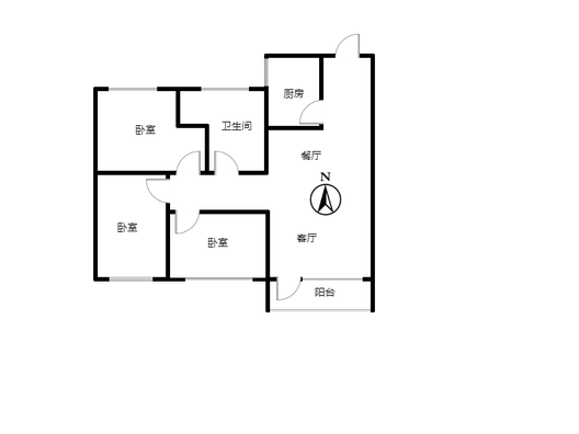桃源新都孔雀城3室2厅1卫户型图