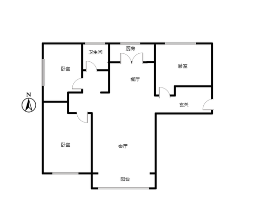 鹏渤印象城（龙马路）3室2厅1卫户型图
