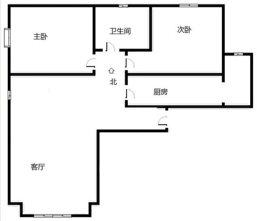 鸿坤理想湾2室1厅1卫户型图