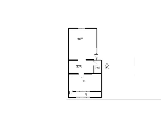建厂局三队家属院（佳和小区）1室1厅1卫户型图