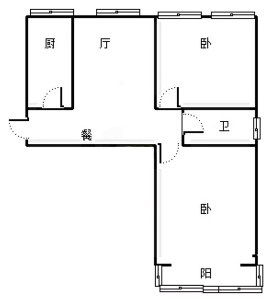 公园壹号2室2厅1卫户型图