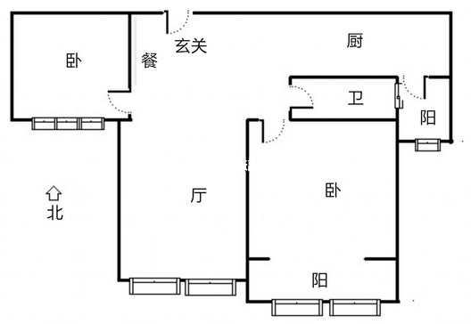 天伦湾馨园2室2厅1卫户型图