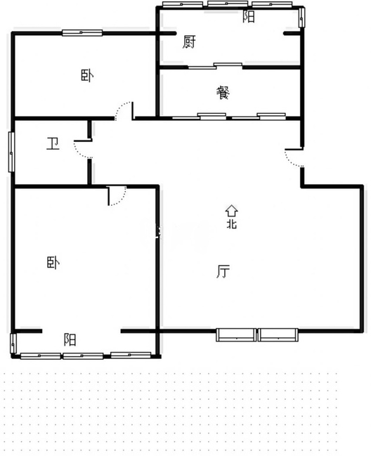 玫瑰嘉园2室2厅1卫户型图