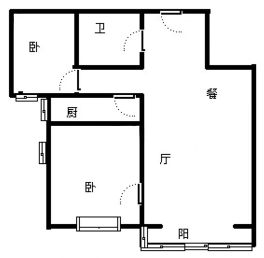 水岸花城2室2厅1卫户型图