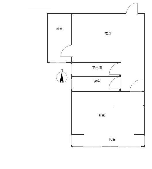 联合七号院2室1厅1卫户型图