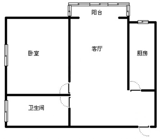 水岸花城1室1厅1卫户型图