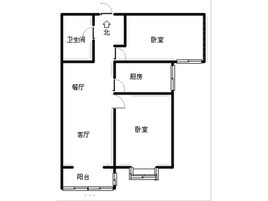 水岸花城2室2厅1卫户型图