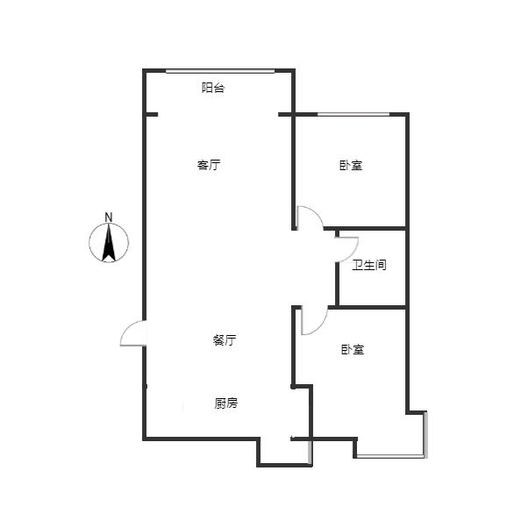 范阳一号（鹏渤御苑）2室2厅1卫户型图