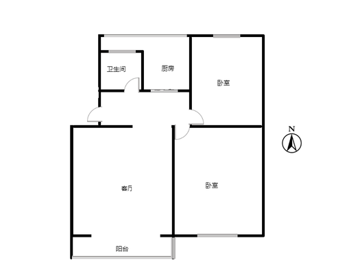 建安一公司家属院2室2厅1卫户型图