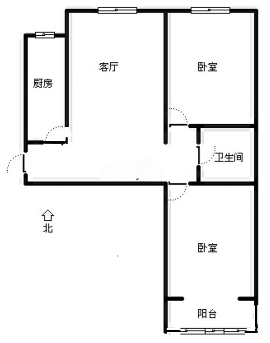 幸福城小区2室1厅1卫户型图