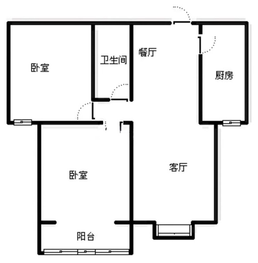 水岸花城2室2厅1卫户型图