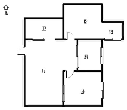 汇元新天地2室1厅1卫户型图