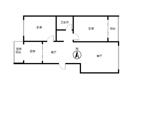 蓝天美林湾2室2厅1卫户型图
