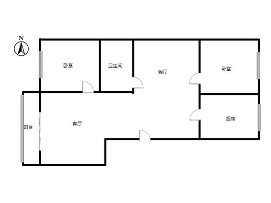 鹏润四季花园2室2厅1卫户型图